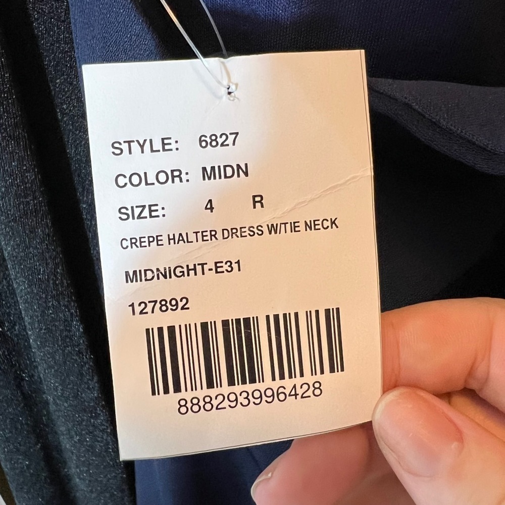 After Six Bow Neck Open Back Trumpet Gown Midnight Navy Maxi Dress, NWT, Size 14 - Picture 8 of 8